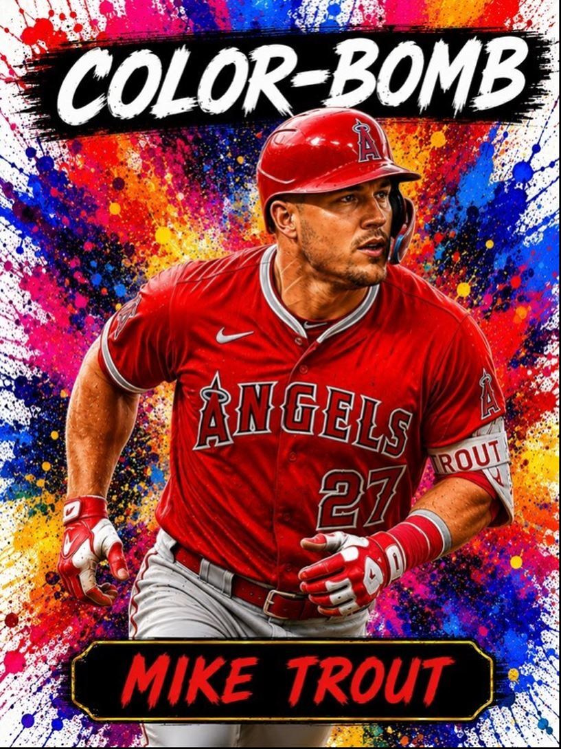 3865 Mike Trout 8x10 Premium Print | Color-Bomb | With Text