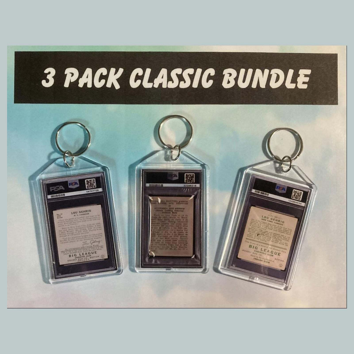 3636B Lou Gehrig 3 Pack Bundle Goudry Custom Hand Made Keychains