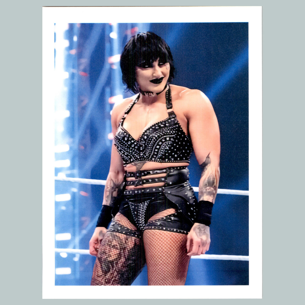 0015 P 8X10 Rhea Ripley Black Outfit-in Ring Blue Glossy Photo Fast-Secure Ship
