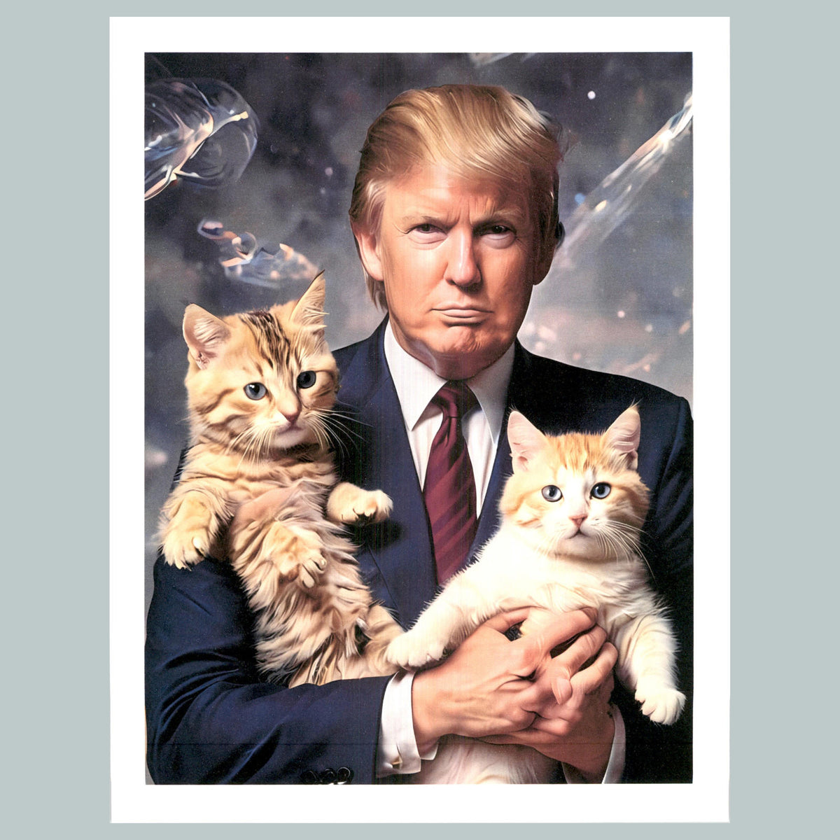 0202 P -8X10 Trump Holding 2 Cats Glossy Photo Fast-Secure Shipping MS