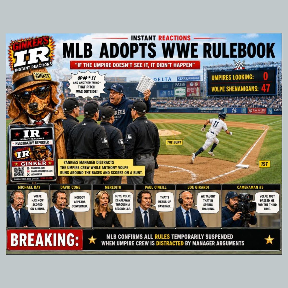 2795 Volpe Gets a HR With a Bunt - MLB Goes WWE Ginker’s Instant Reactions 8X10