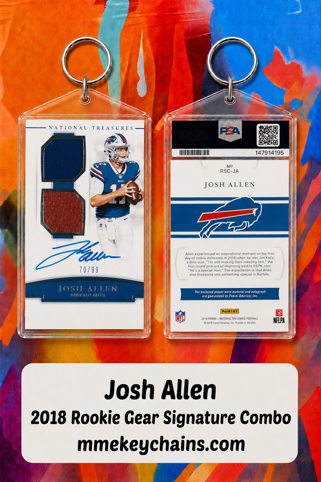 4134 Josh Allen 2018 Rookie Gear Signature Combo Novelty Keychain
