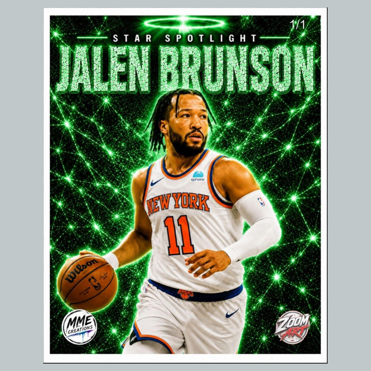 2710 Jalen Brunson Green Ice Edition  /10 8x10 Zoom Art Giclée Print