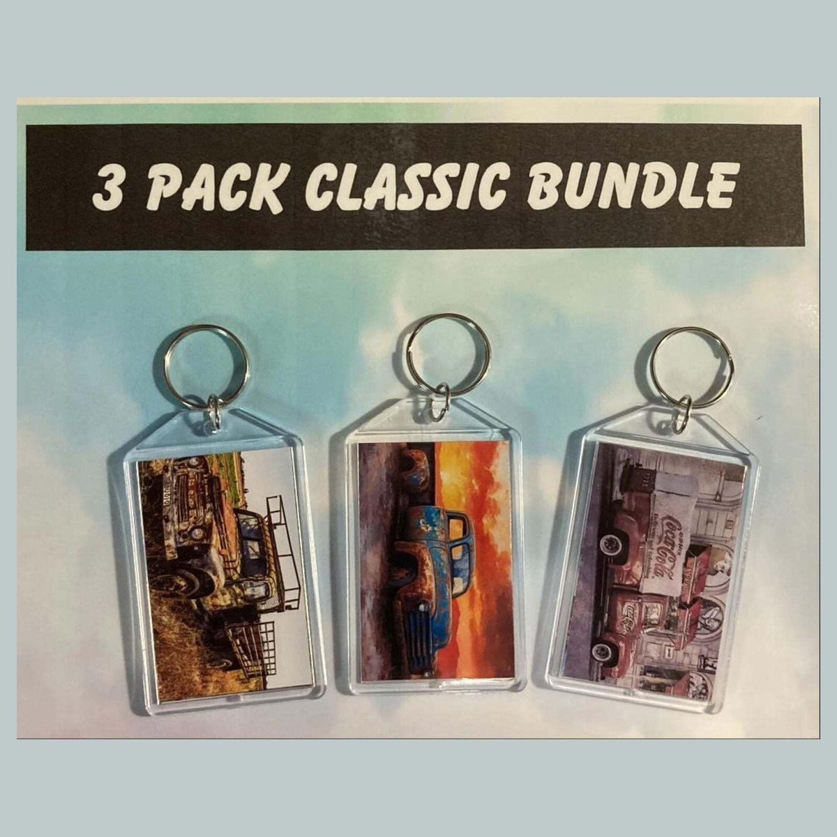 3576B Threefer Bundle Old Rusty Classics Acrylic Keychain | Vintage Keychain