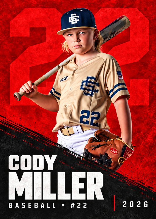 Personalized Laminated Baseball Cards — Lot of 8, 16, 24 or 32 Cards — Design 4
