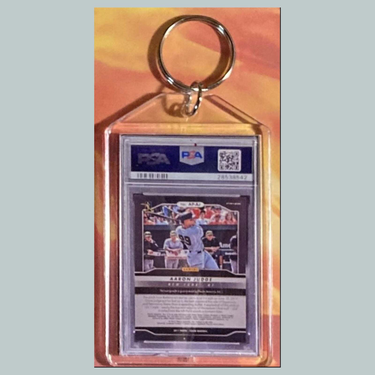 3591Aaron Judge 2017 Panini Prizm Blue Wave Auto Custom Made Keychain