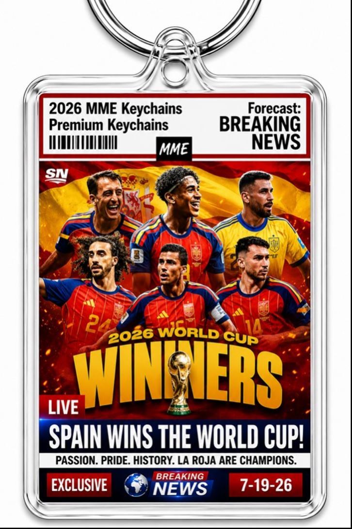 3964 Spain Wins The World Cup Keychain  Breaking News! Alt 2 Handmade Keychain