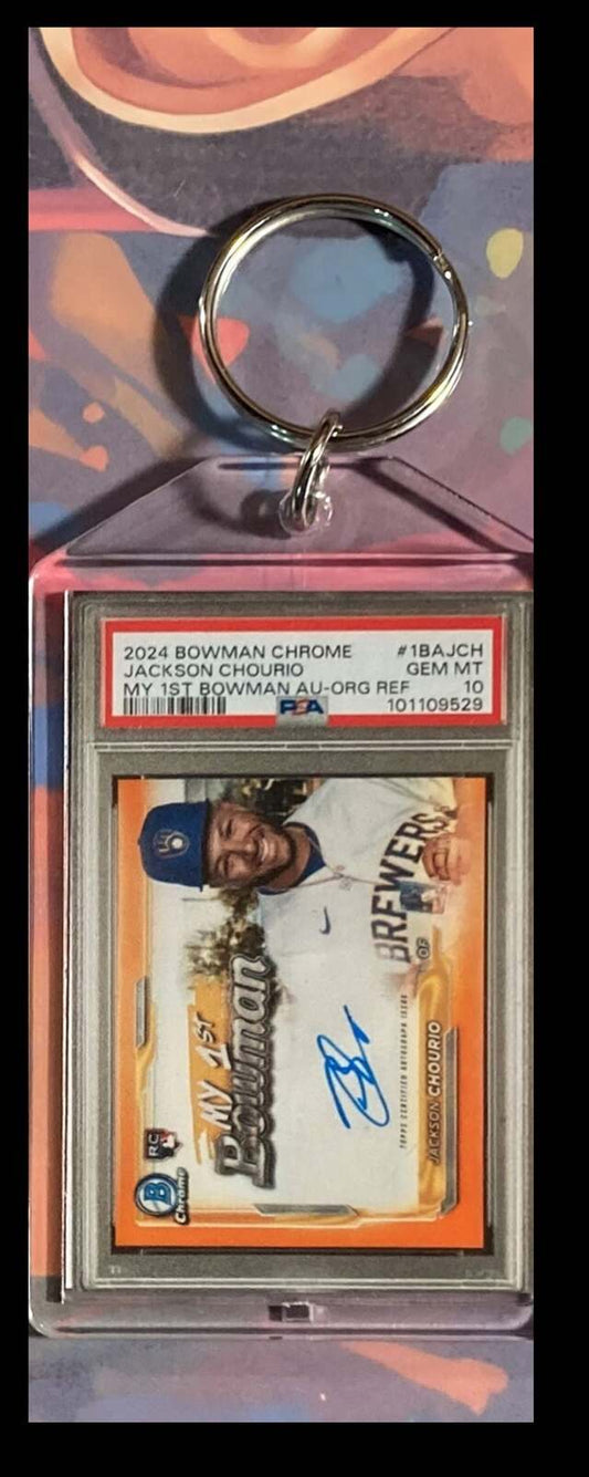 3082 Jackson Chourio 2024 Bowman Chrome Orange Auto - Custom Keychain - Gift