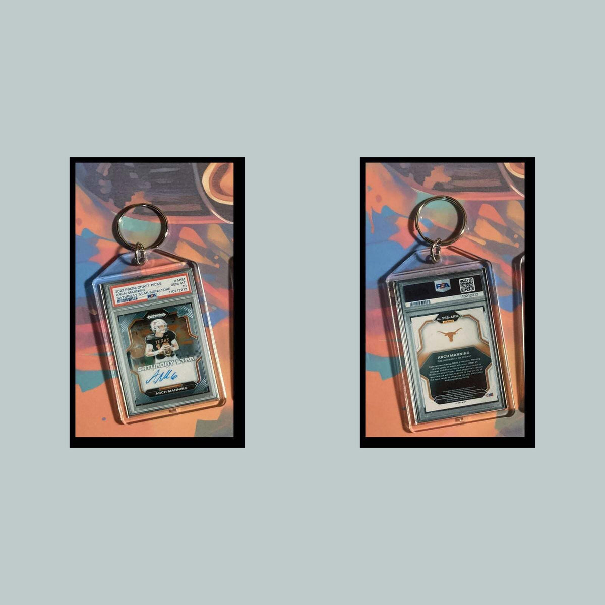 3500 Arch Manning 2023 Panini Prizm Saturday Star Auto Custom Hand Made Keychain