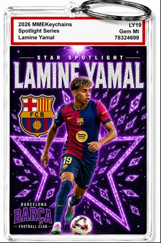 3997 Lamine Yamal Keychain Purple Spotlight Premium Keychain With Nameplate