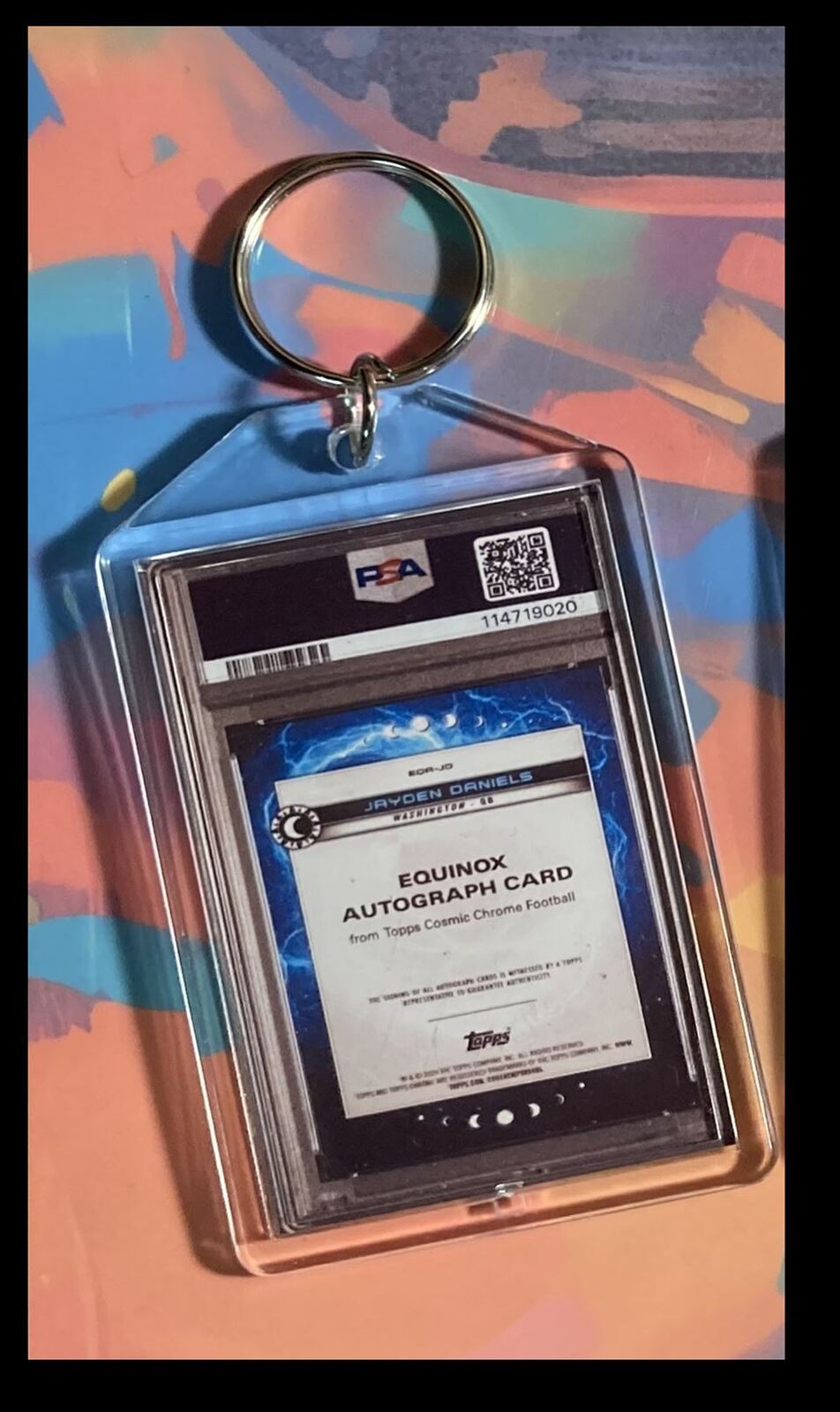 3117 Jayden Daniels 2024 Topps Cosmic Chrome Equinox Auto Custom Keychain