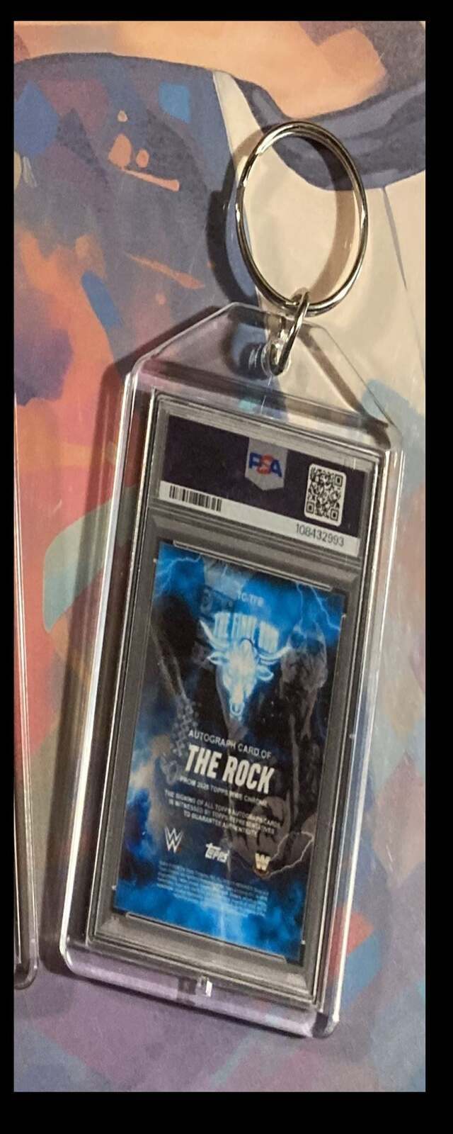 3367 The Rock 2025 Topps Chrome Final Boss Black Auto Custom Hand Made Keychain