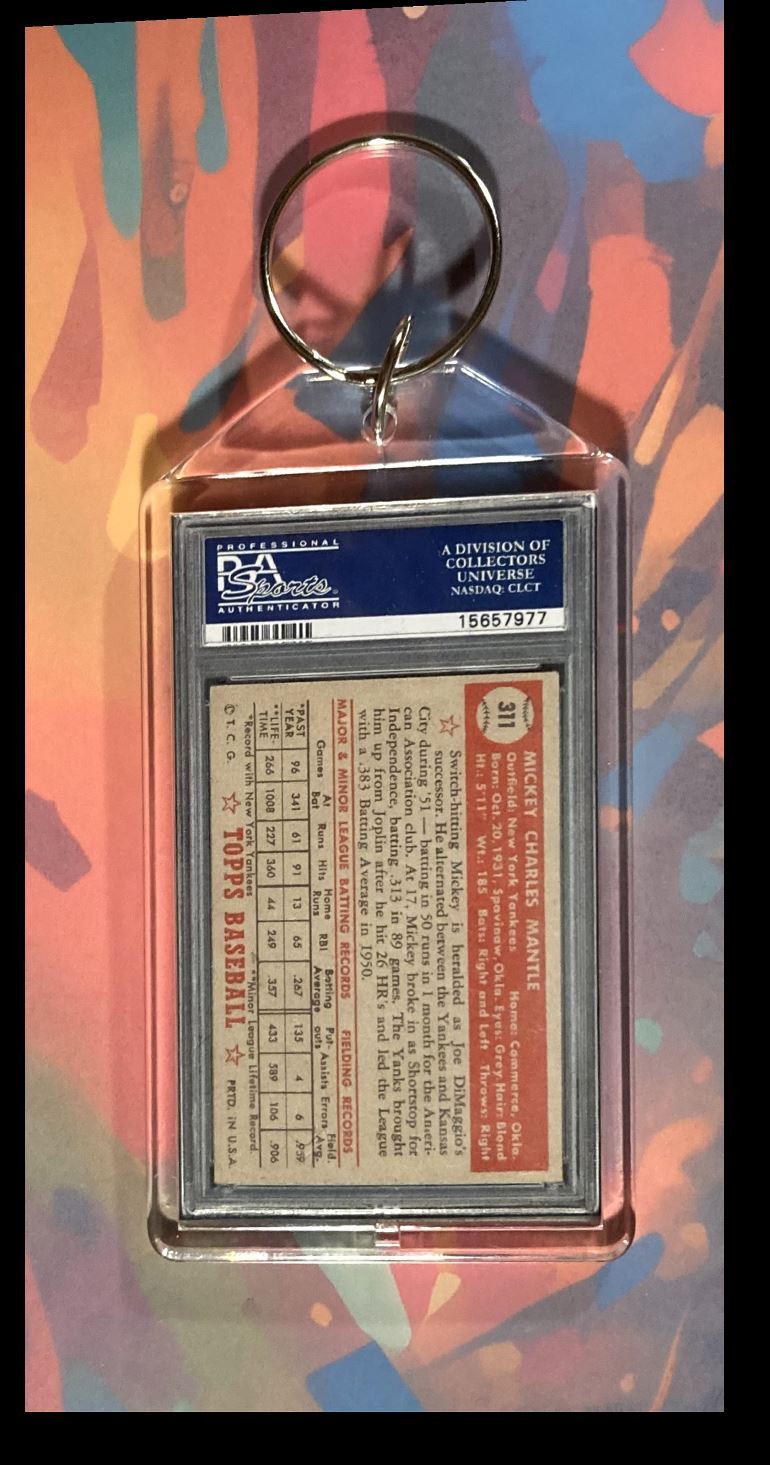 2960 Mickey Mantle 1952 Rookie PSA Style -Custom Keychain - Makes A Great Gift