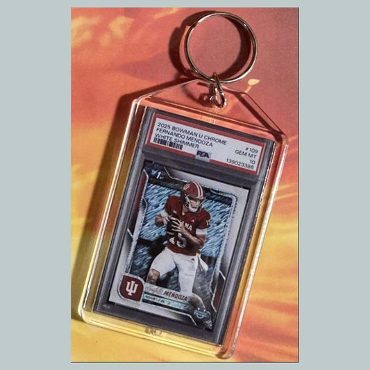 3731 Fernando Mendoza 2025 Bowman U White Shimmer Custom Hand Made Keychain