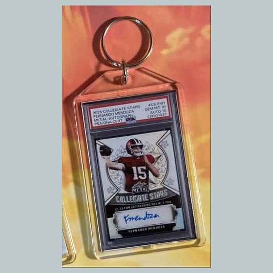 3729 Fernando Mendoza 2025 Leaf Collegiate Stars Auto Custom Hand Made Keychain