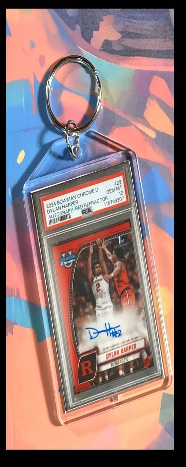 3110 Dylan Harper 2024 Bowman Chrome U Red Auto Custom Keychain-Great Gift