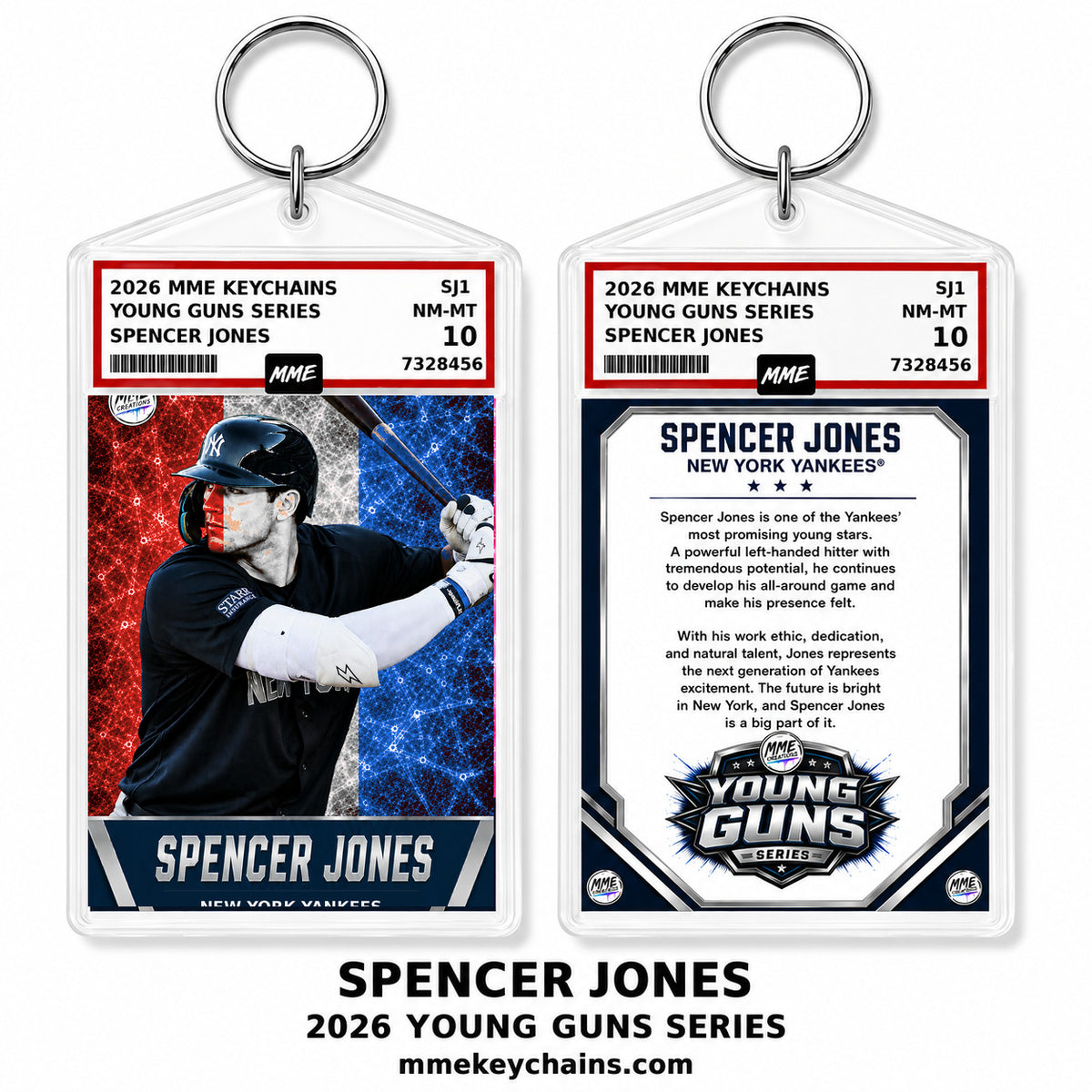 4275 Spencer Jones Young Guns Series Hand Made Acrylic Photo Keychain R/W/B Ice2