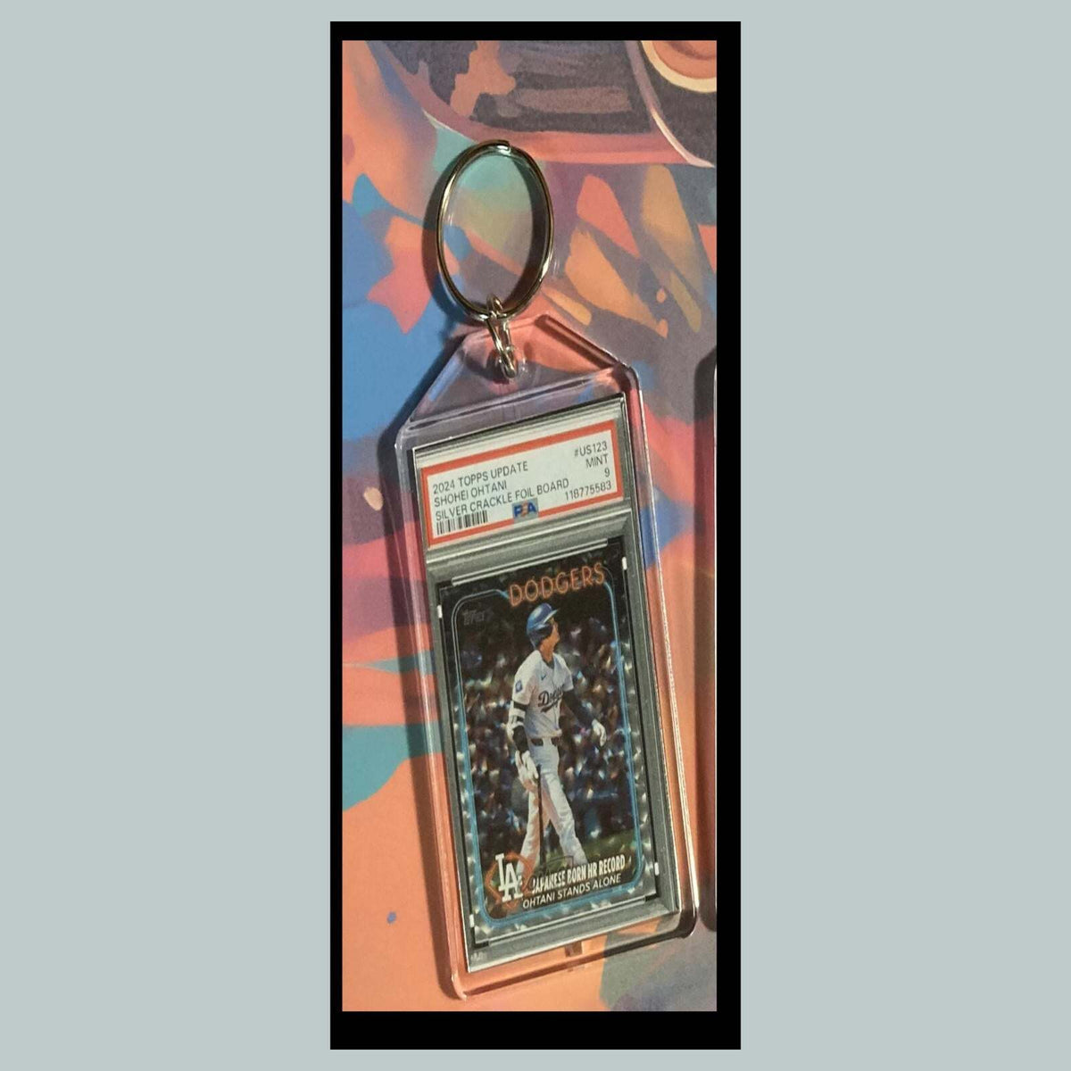 3460 Shohei Ohtani 2024 Update Japanese Born HR Record Silver Crackle Keychain
