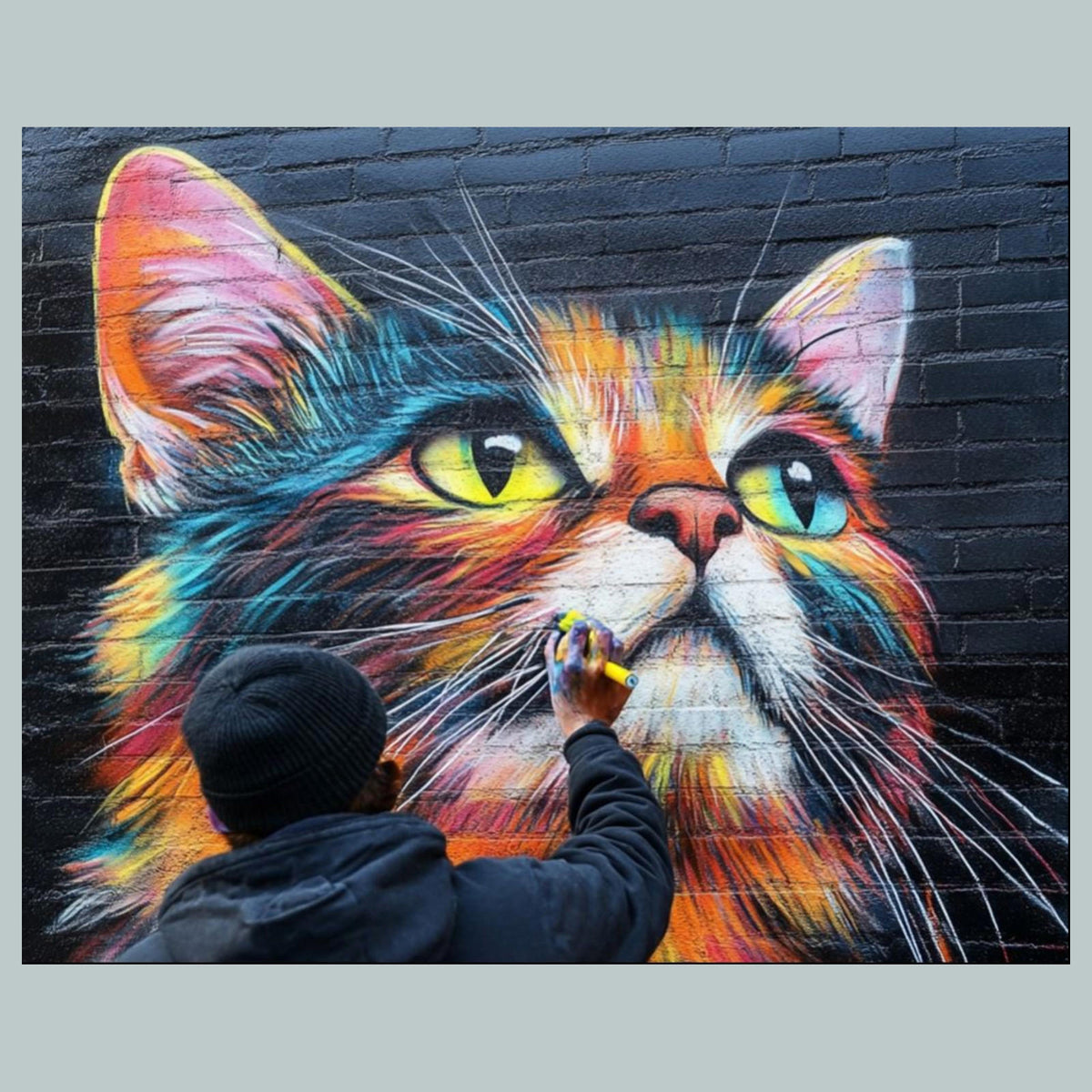 0788 P -8X10 Cat Mural Drawing Glossy Photo Fast-Secure Shipping MS