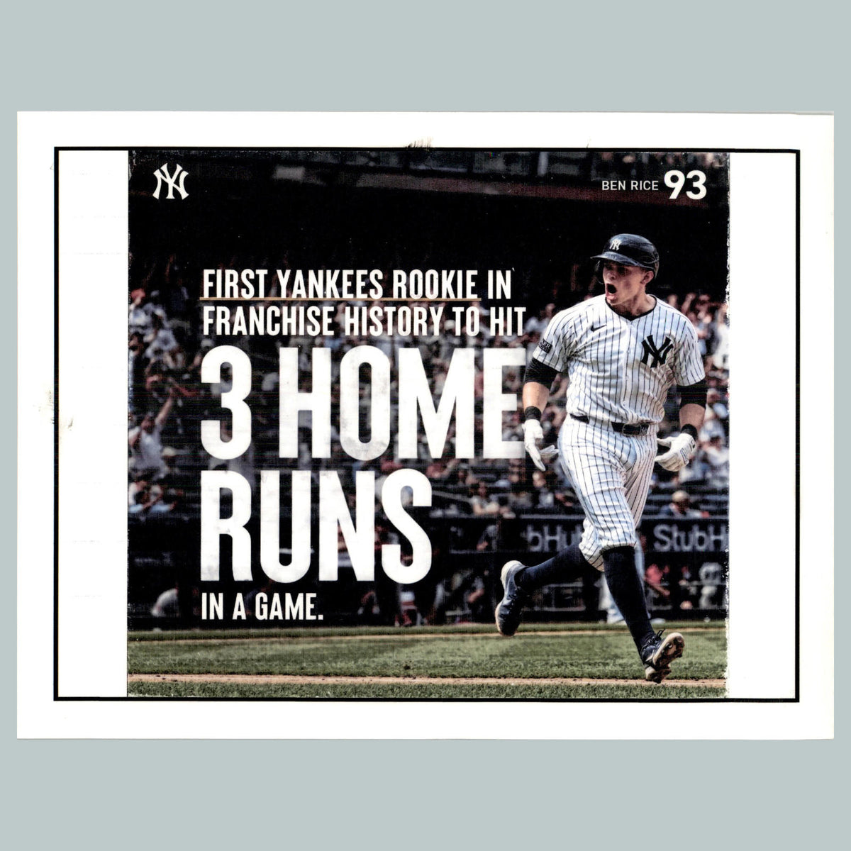 0017 P-8X10 Ben Rice 3 Home Runs Glossy Photo Fast-Secure Shipping BBL