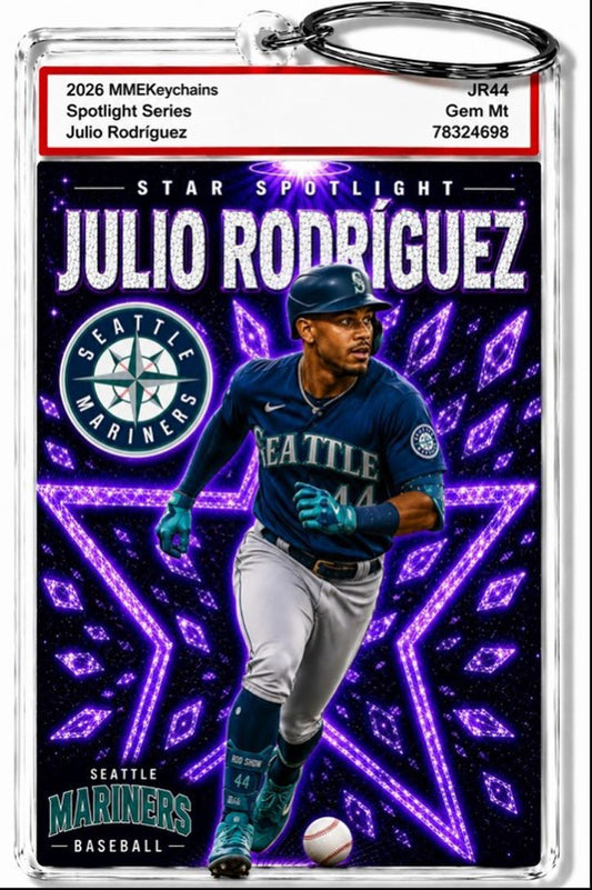 3975 Julio Rodriguez Keychain Purple Spotlight Premium Keychain With Nameplate