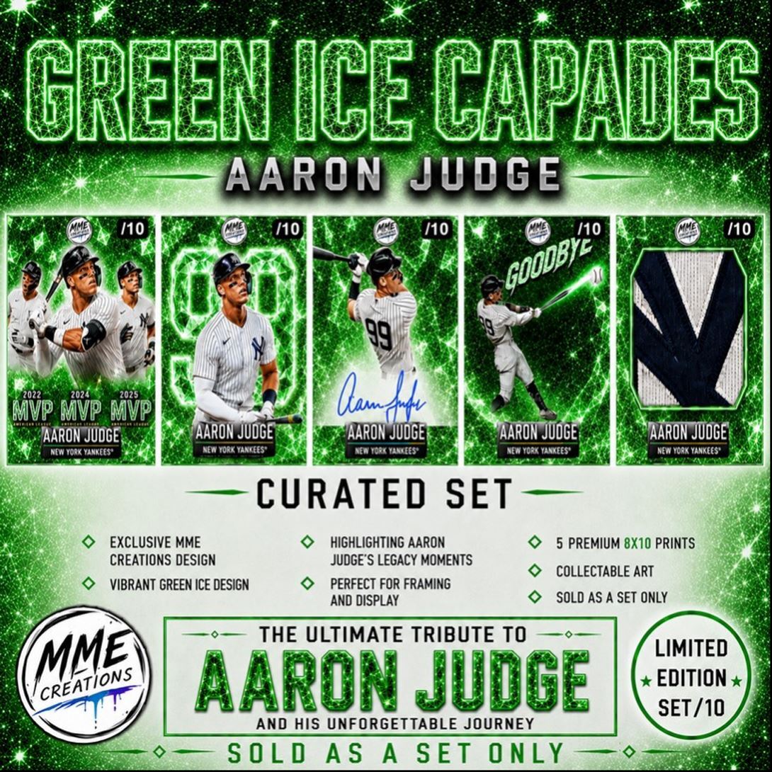 4013 Aaron Judge /10 Green Ice Capades Limited Edition Curated Set  8x10 Prints