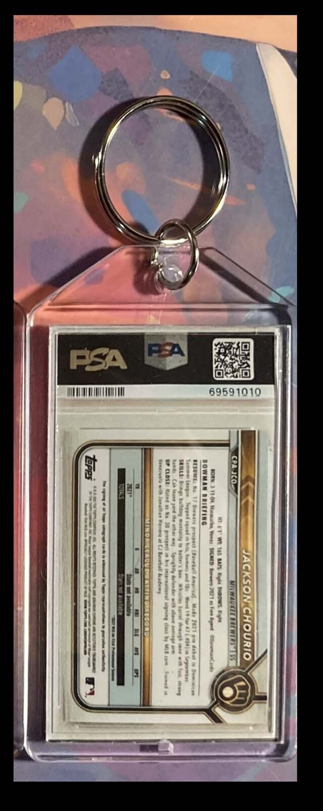3083 Jackson Chourio 2022 Bowman Chrome Green Auto - Custom Keychain - Gift