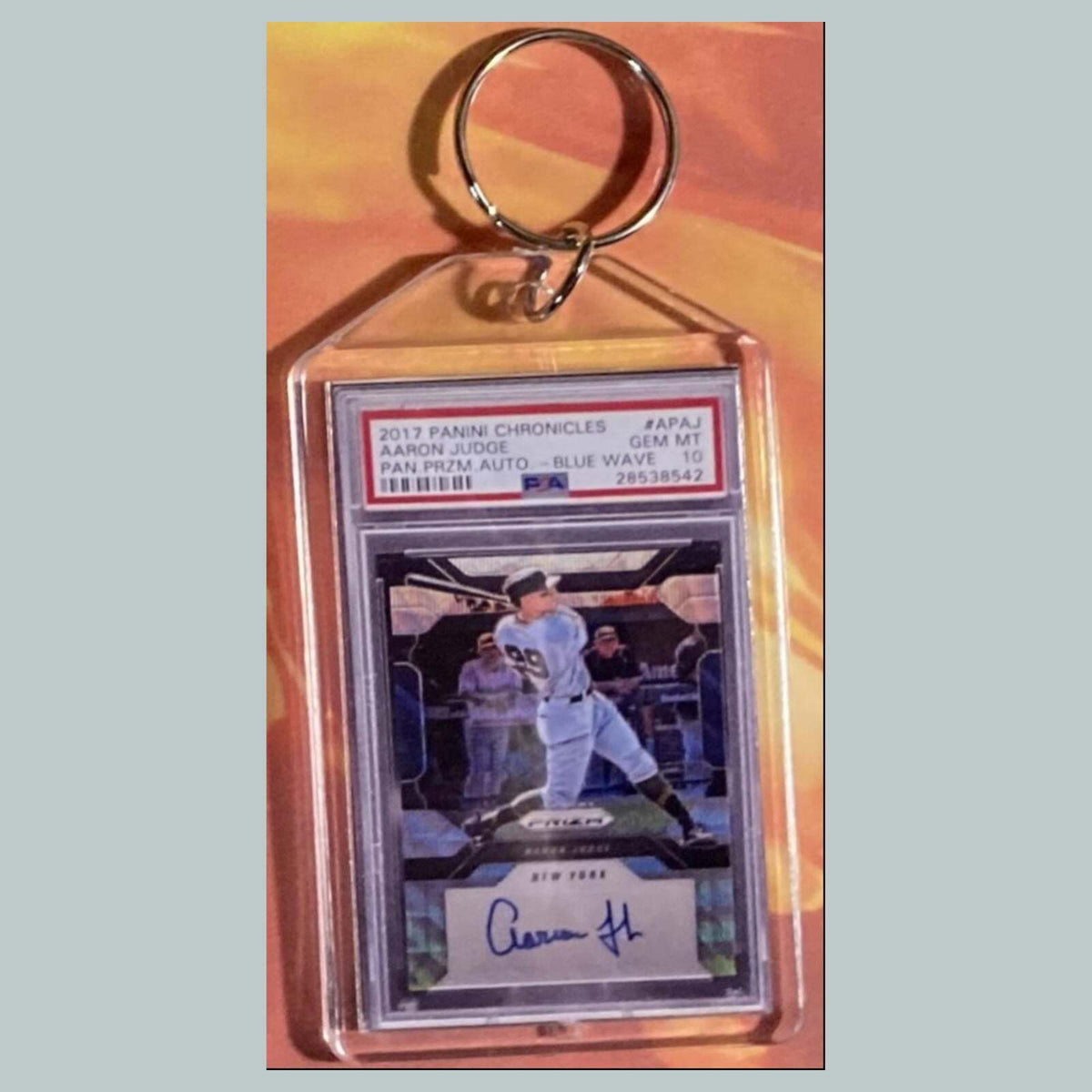 3591Aaron Judge 2017 Panini Prizm Blue Wave Auto Custom Made Keychain