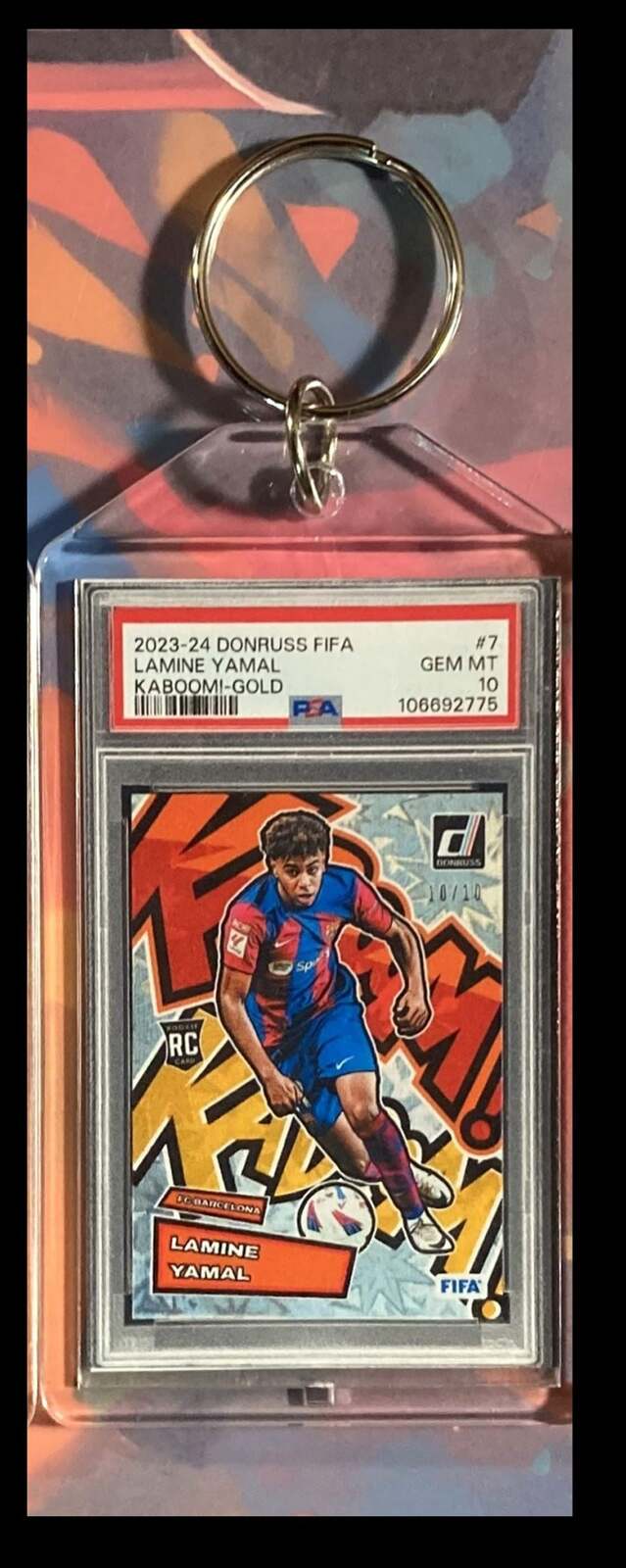3086 Lamine Yamal 2023 Panini Donruss Kaboom Gold Keychain-Gift