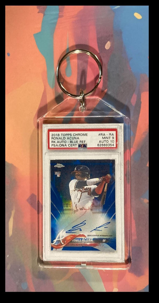 3062 Ronald Acuna 2018 Topps Chrome Refractor Auto Custom Keychain