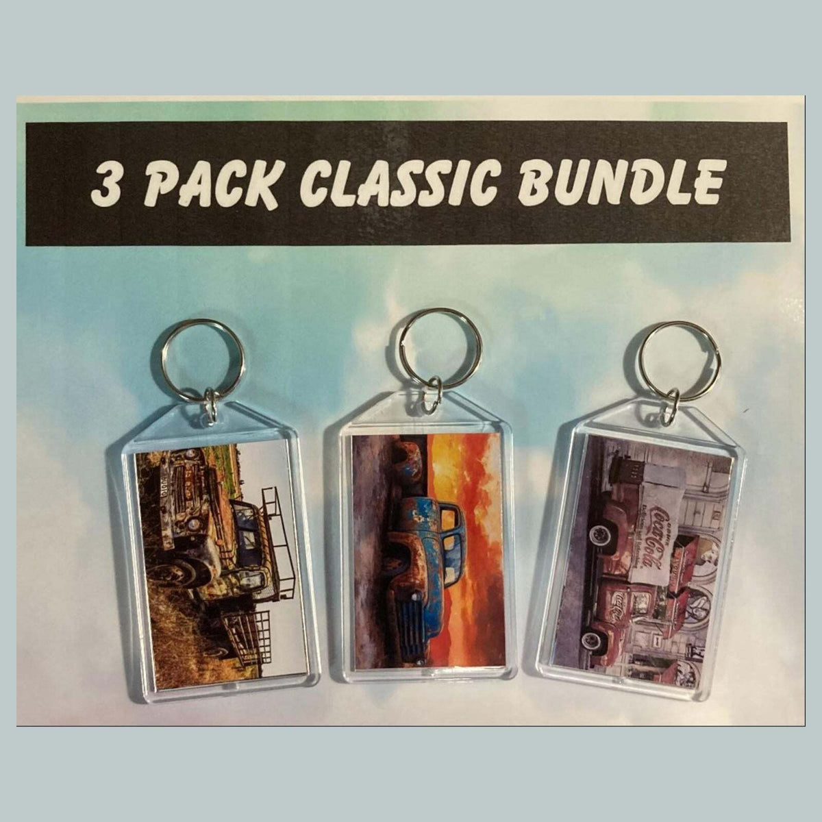 3576B Threefer Bundle Old Rusty Classics Acrylic Keychain | Vintage Keychain