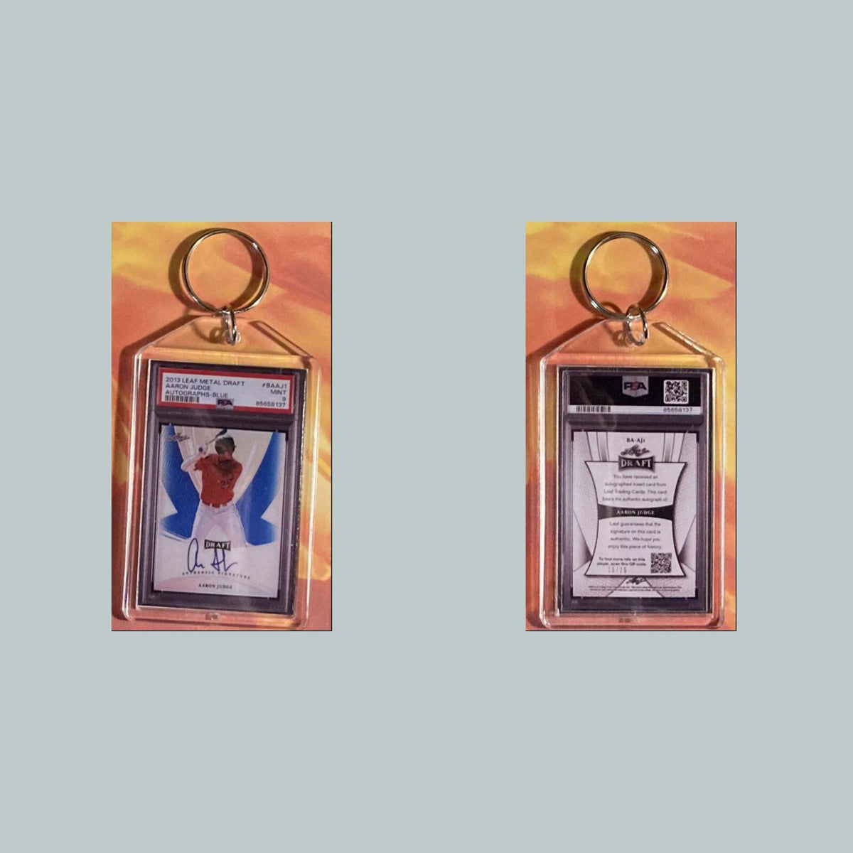 3599 Aaron Judge 2013 Leaf Metal Draft Blue Auto Custom Made Keychain