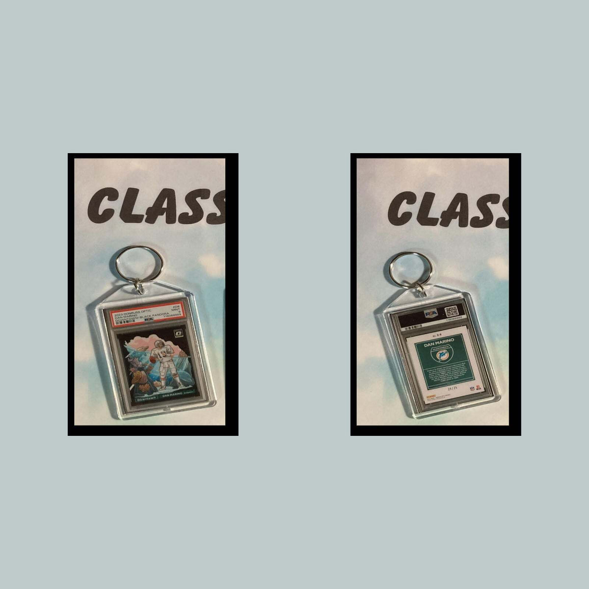 3511 Dan Marino 2023 Panini Donruss Downtown Black Pandora Custom Made Keychain