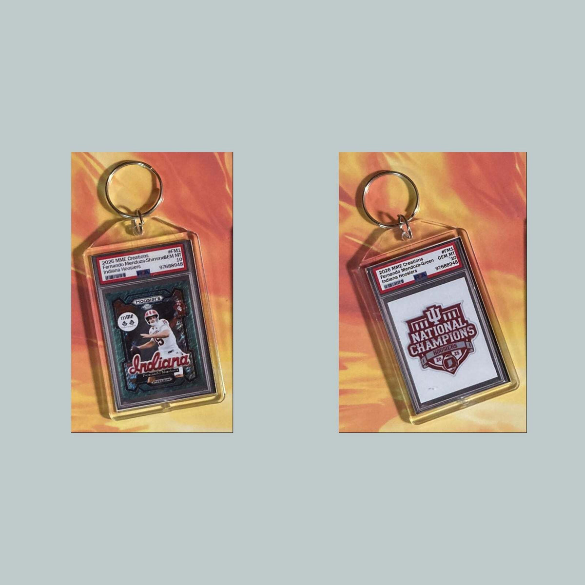 3752 Fernando Mendoza Green Shimmer Custom Hand Made Keychain