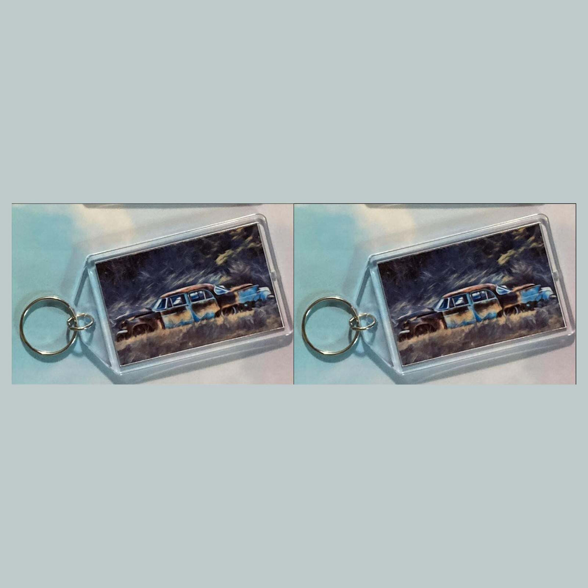 3580 1957 Chevy in Graveyard  Keychain | Vintage Automobile  Keychain