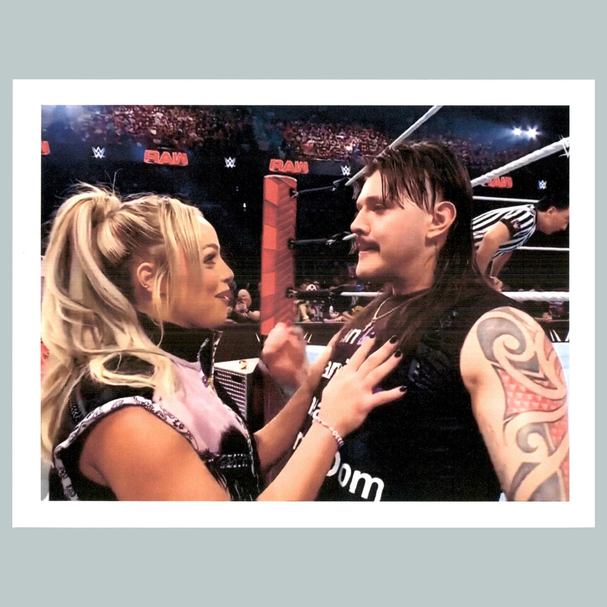 0129P 8X10 Liv Morgan & Dirty Dom Side Of Ring Glossy Photo Fast-Secure Ship