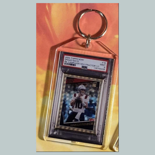 3711 Drake Maye 2025 Topps Now Hex-Fractor Custom Hand Made Keychain