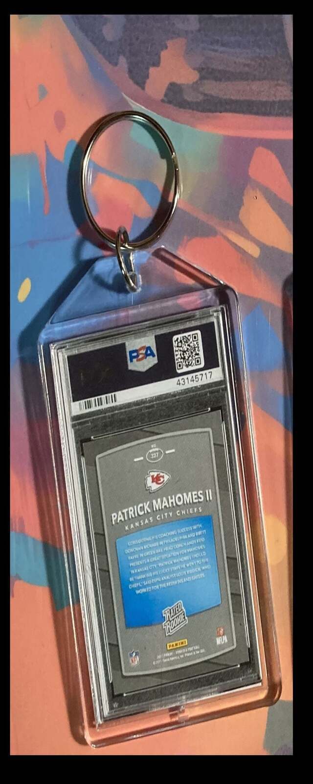 3245 Patrick Mahomes 2017 Panini Donruss Rated Rookie  Keychain