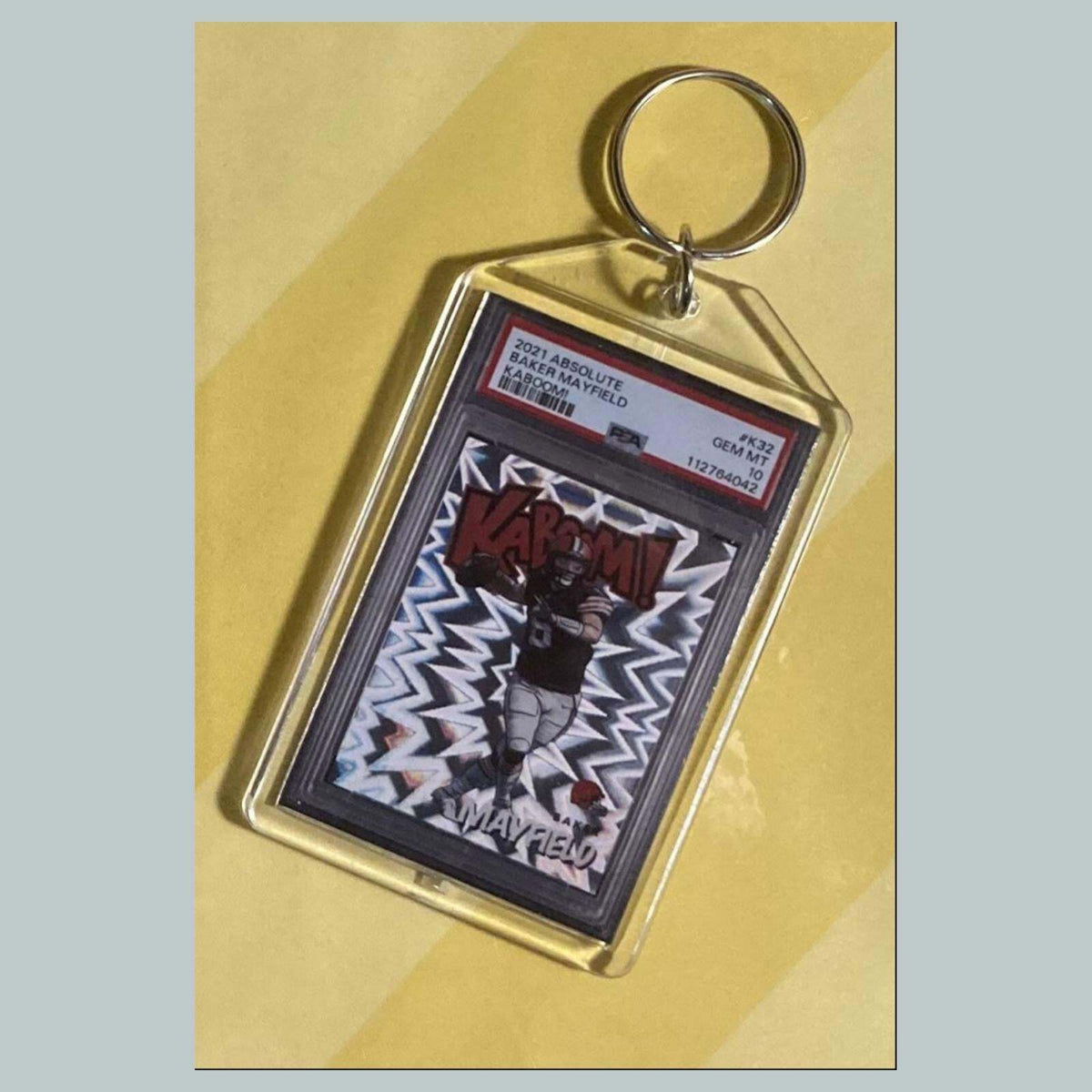3783 Baker Mayfield 2021 Panini Absolute Kaboom Custom Hand Made Keychain