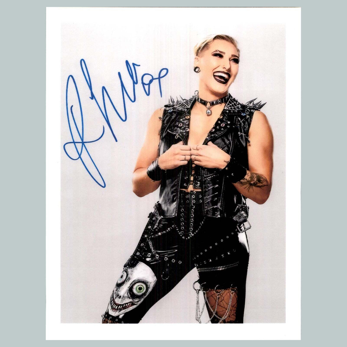 0011 P-8X10 Rhea Ripley Fac Auto Glossy Photo Fast-Secure Shipping