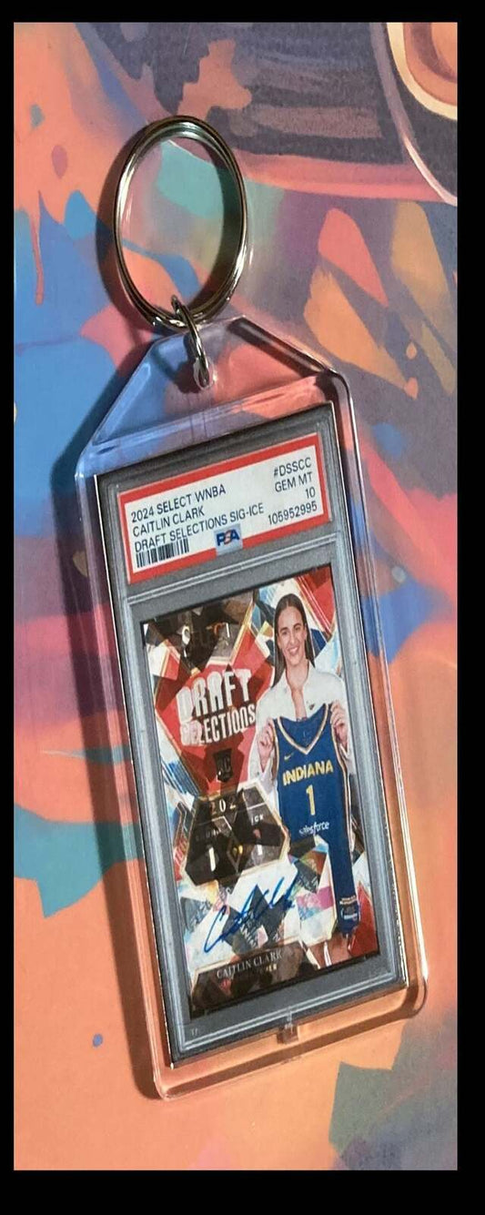 3218 Caitlin Clark 2024 Panini Select Draft Selections Ice Auto Keychain