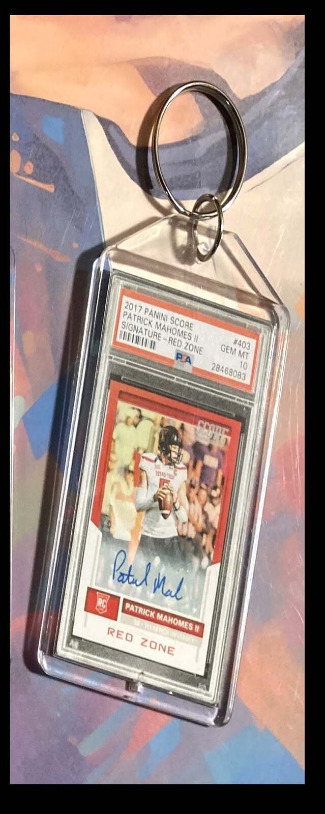3215 Patrick Mahomes 2017 Panini Score Red Zone Auto  Keychain