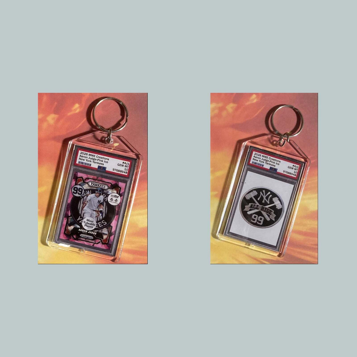 3756 Aaron Judge Pink Ice Custom Hand Made Keychain