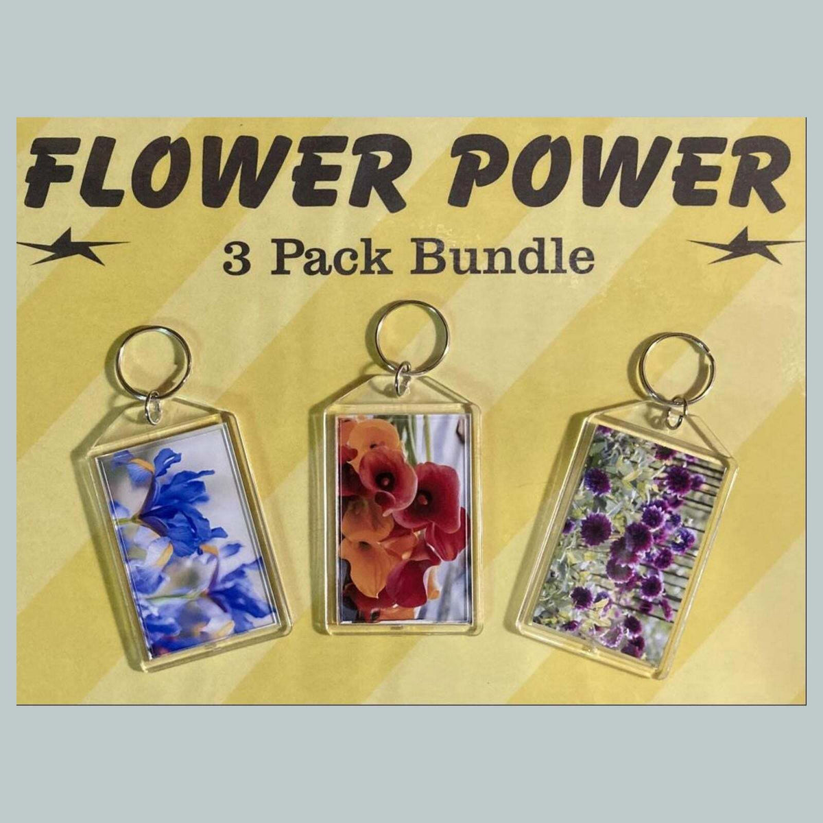3686B Threefer Bundle Dutch Iris/Calla Lily/Dahlia Acrylic Keychain Flower Lover