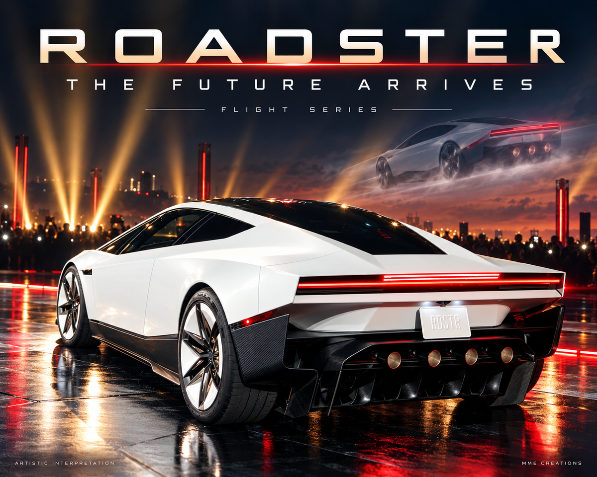 9999 Tesla Roadster The Future Arrives 8x10 Landscape Art Print
