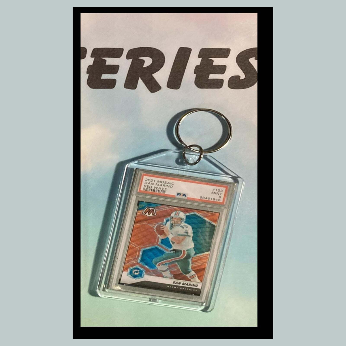 3479 Dan Marino 2021 Panini Mosaic Red Wave Custom Hand Made Keychain Great Gift