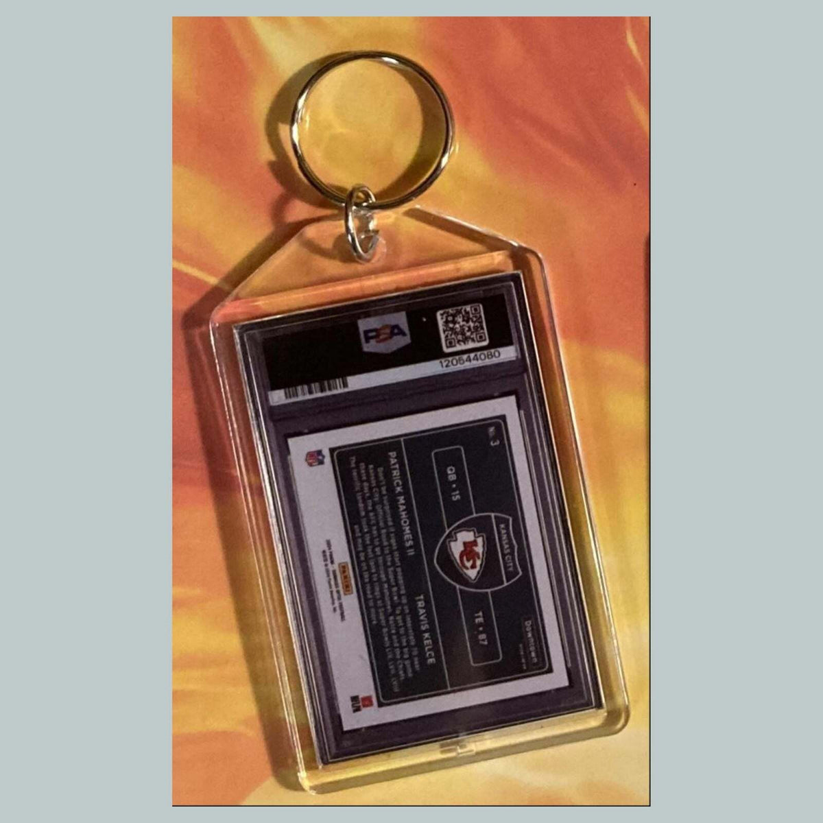 3608 Patrick Mahomes/Kelce 2024 Donruss Optic Downtown Duos Custom Keychain