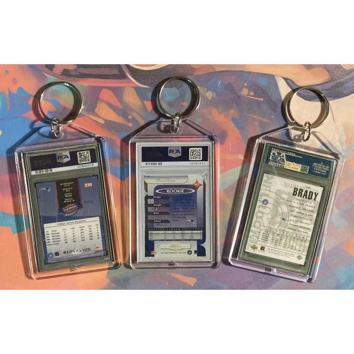 3267B Tom Brady 3 Pack Bundle 3 Different Custom Novelty Keychains-A Great Gift