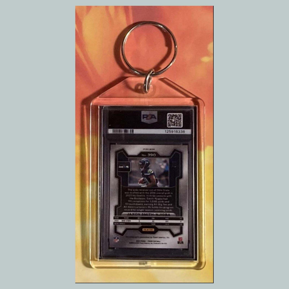 3773 Jaxon Smith-Njigba 2023 Panini Prizm Gold Vinyl Auto Custom Made Keychain