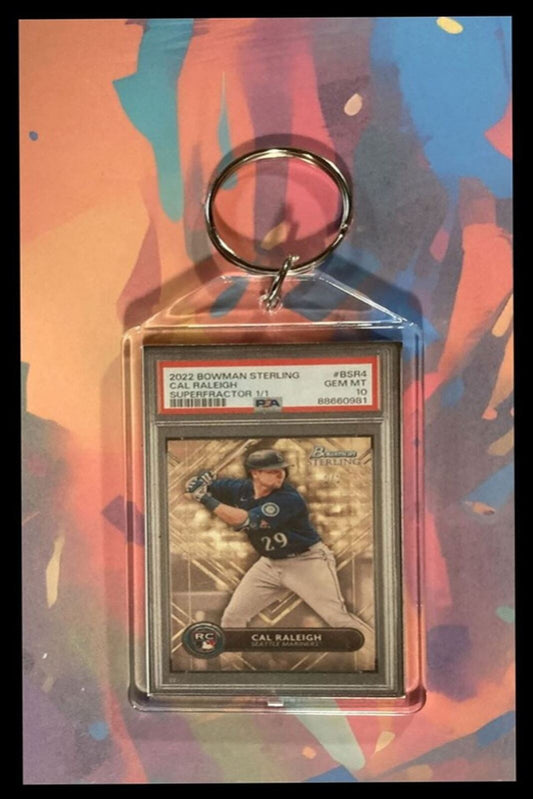 3063 Cal Raleigh 2022 Bowman Sterling SuperFractor Custom Keychain